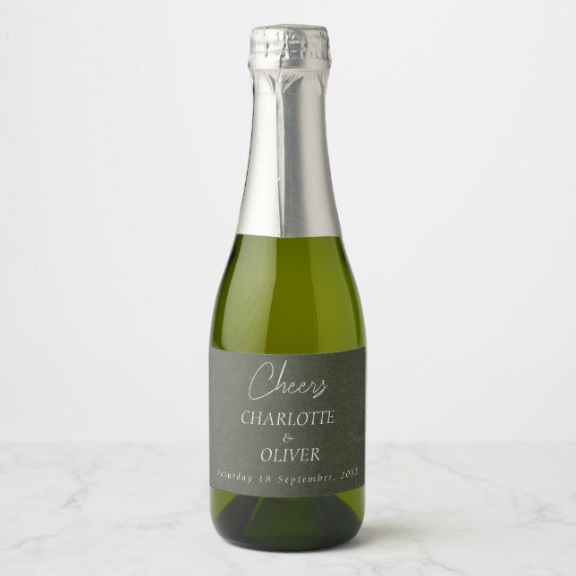 Salbeigrüne Minimalistische Mini-Champagner-Hochze (Vorderseite)