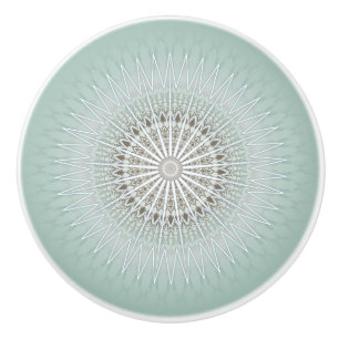 Salbeigrüne moderne geometrische Mandala Keramikknauf