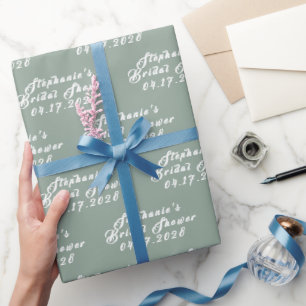 Salbeigrüne moderne Muster Braut Brautparty  Geschenkpapier