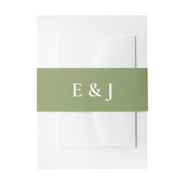 Salbeigrüne Monogramm-Hochzeit Einladungsbanderole