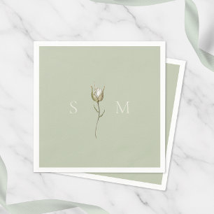 Salbeigrüne Monogramm-Hochzeit Serviette