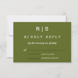 Salbeigrüne Monogramm-Hochzeits-RSVP-Karte RSVP Karte