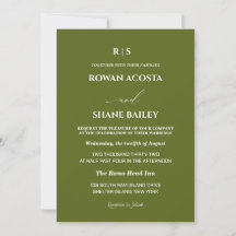 Salbeigrüne Monogramm-Hochzeitseinladung