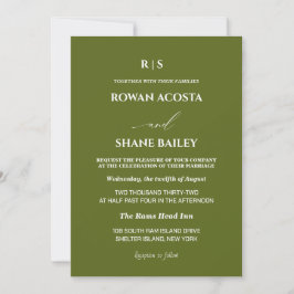 Salbeigrüne Monogramm-Hochzeitseinladung Einladung