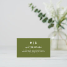 Salbeigrüne Monogramm-Hochzeitseinschlusskarte