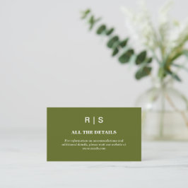 Salbeigrüne Monogramm-Hochzeitseinschlusskarte Begleitkarte