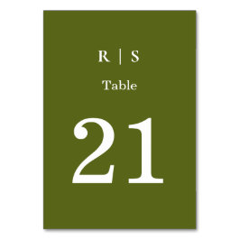 Salbeigrüne Monogramm-Hochzeitstisch-Nummernkarte Tischnummer