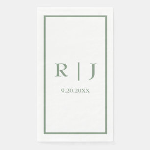 Salbeigrüne Monogramme Einfache Elegante Klassisch Serviette