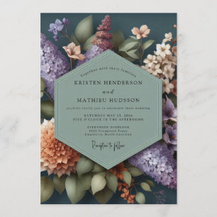 Salbeigrüne Moody-Botanical-Hochzeit Einladung