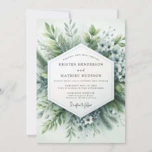 Salbeigrüne neblige botanische Hochzeit Einladung