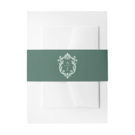 Salbeigrüne, ornamentale Blumenwappen-Hochzeitsein Einladungsbanderole