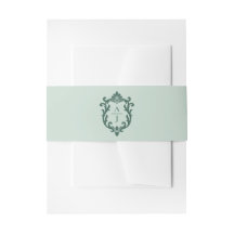 Salbeigrüne, ornamentale Blumenwappen-Hochzeitsein