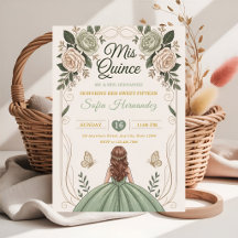 Salbeigrüne Quinceañera Goldkrone Schmetterling