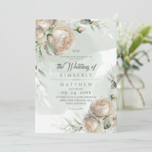 Salbeigrüne Rosen Grüne Hochzeit Einladung