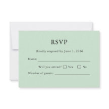 Salbeigrüne RSVP-Karte Minimal Editierbar Elegant