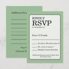 Salbeigrüne RSVP-Karte RSVP Karte