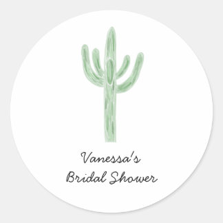 Salbeigrüne Saguaro-Kaktus-Hochzeitsdusche Runder Aufkleber