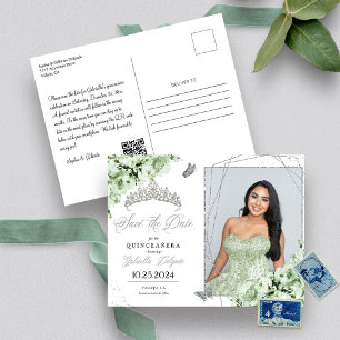 Salbeigrüne silberne Tiara Quinceañera Foto-Postka Postkarte