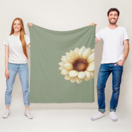 Salbeigrüne Sonnenblumen-Wurfdecke Vintage-Blumenm Fleecedecke