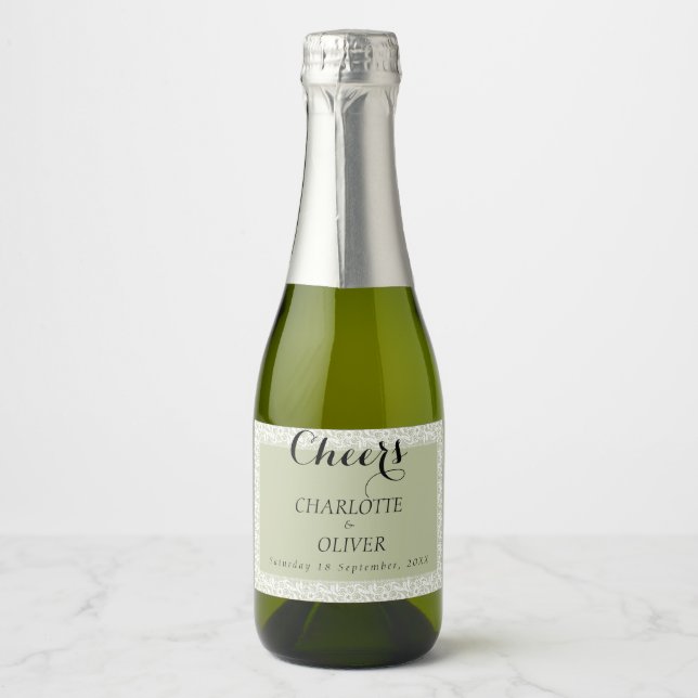 Salbeigrüne Spitzen-Klassische Mini-Champagnerflas (Vorderseite)