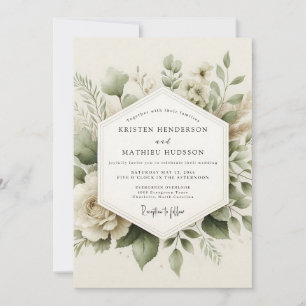 Salbeigrüne Stille Botanische Hochzeit Einladung