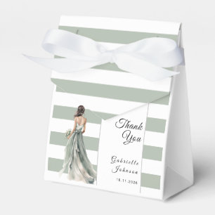 Salbeigrüne Streifen Aquarell Braut Braut Hochzeit Geschenkschachtel