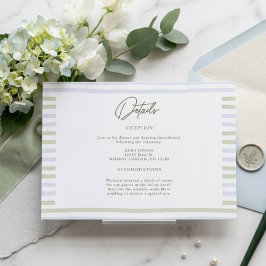 Salbeigrüne Streifen-Bogen-Hochzeit Begleitkarte