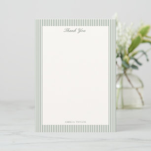 Salbeigrüne Streifen-Cream-Brautjungfernhochzeit-E Dankeskarte