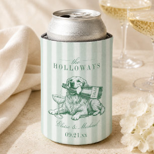 Salbeigrüne Streifen Golden Retriever Hochzeit Dosenkühler