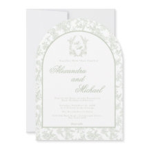 Salbeigrüne Toile-Blumen-Monogramm-Foto-Hochzeit