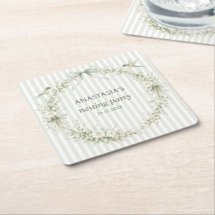Salbeigrüne Toile De Juoy Nesting-Party  Rechteckiger Pappuntersetzer
