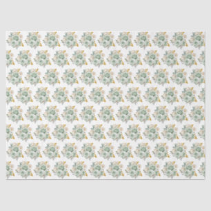 Salbeigrüne und goldene elegante Blumen Seidenpapier