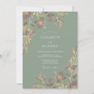 Salbeigrüne üppige Blumenhochzeit Einladung