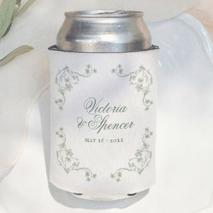 Salbeigrüne Vintage-Blumenhochzeit Dosenkühler