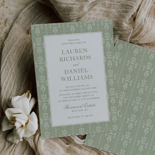 Salbeigrüne Vintage-Garten-Estate-Hochzeit Einladung