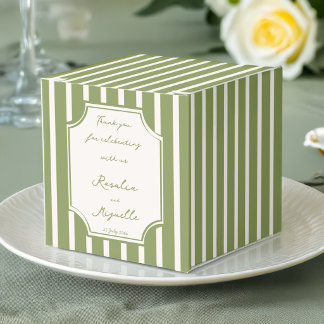 Salbeigrüne vintage Streifen Hochzeitsgunst indivi Geschenkschachtel