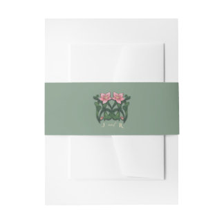 Salbeigrüne Wasserfarbe Art Nouveau Hochzeit  Einladungsbanderole