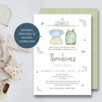 Salbeigrüne Wasserfarbe Baby Boy Aqeeqah Einladung