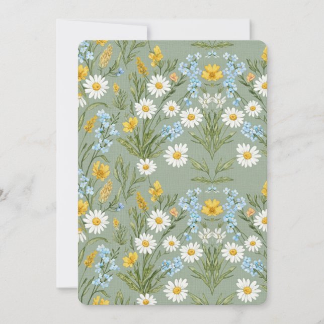 Salbeigrüne Wildblume Feiertagskarte (Vorderseite)