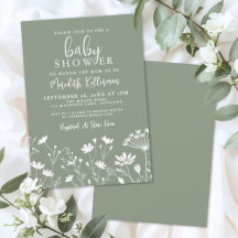 Salbeigrüne Wildblumen-Baby-Party