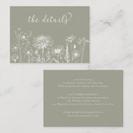 Salbeigrüne Wildblumen-Detailkarte Hochzeitseinlag Begleitkarte