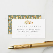 Salbeigrüne Windel-Raffle-Karte | Vintage-Kinderwa