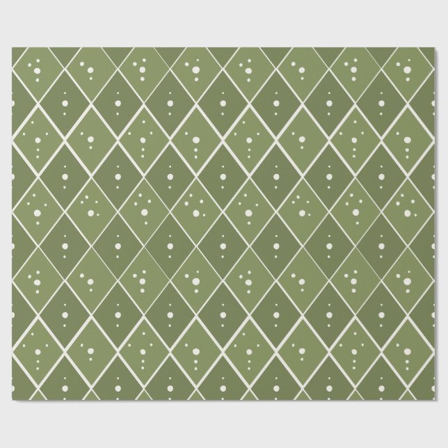 Salbeigrüner Diamant Modern Skandinavisch Geschenkpapier (Flach)