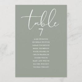 Salbeigrüner Eleganter Sitzplan Tischnummer
