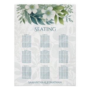 Salbeigrüner Eukalyptus-Hochzeitssitzplan-Poster Poster