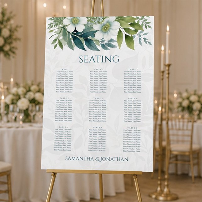 Salbeigrüner Eukalyptus-Hochzeitssitzplan-Poster Poster (Von Creator hochgeladen)