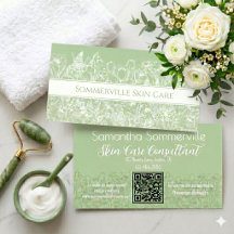 Salbeigrüner Floral-Skincare-Berater-QR-Code