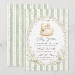 Salbeigrüner Gänseblümchenkranz Silly Goose Babypa Einladung