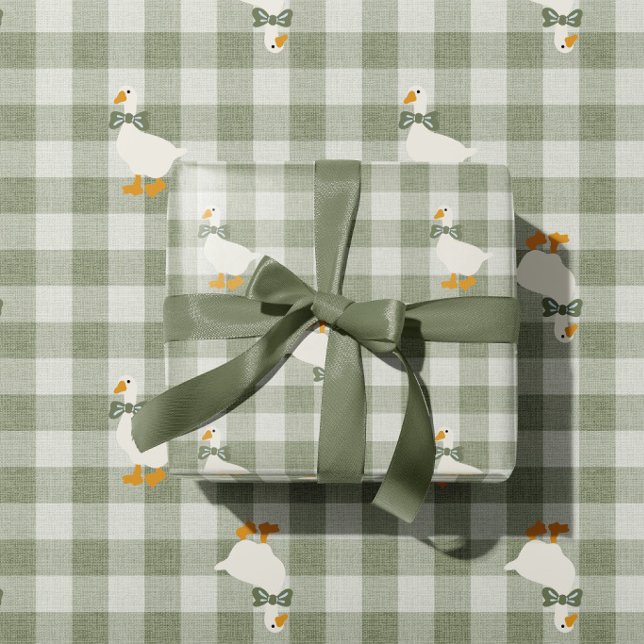 Salbeigrüner Gingham Büffel Karo Baby Shower Wäsch Geschenkpapier (Von Creator hochgeladen)