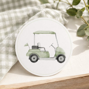 Salbeigrüner Golfcart-Aufkleber Runder Aufkleber